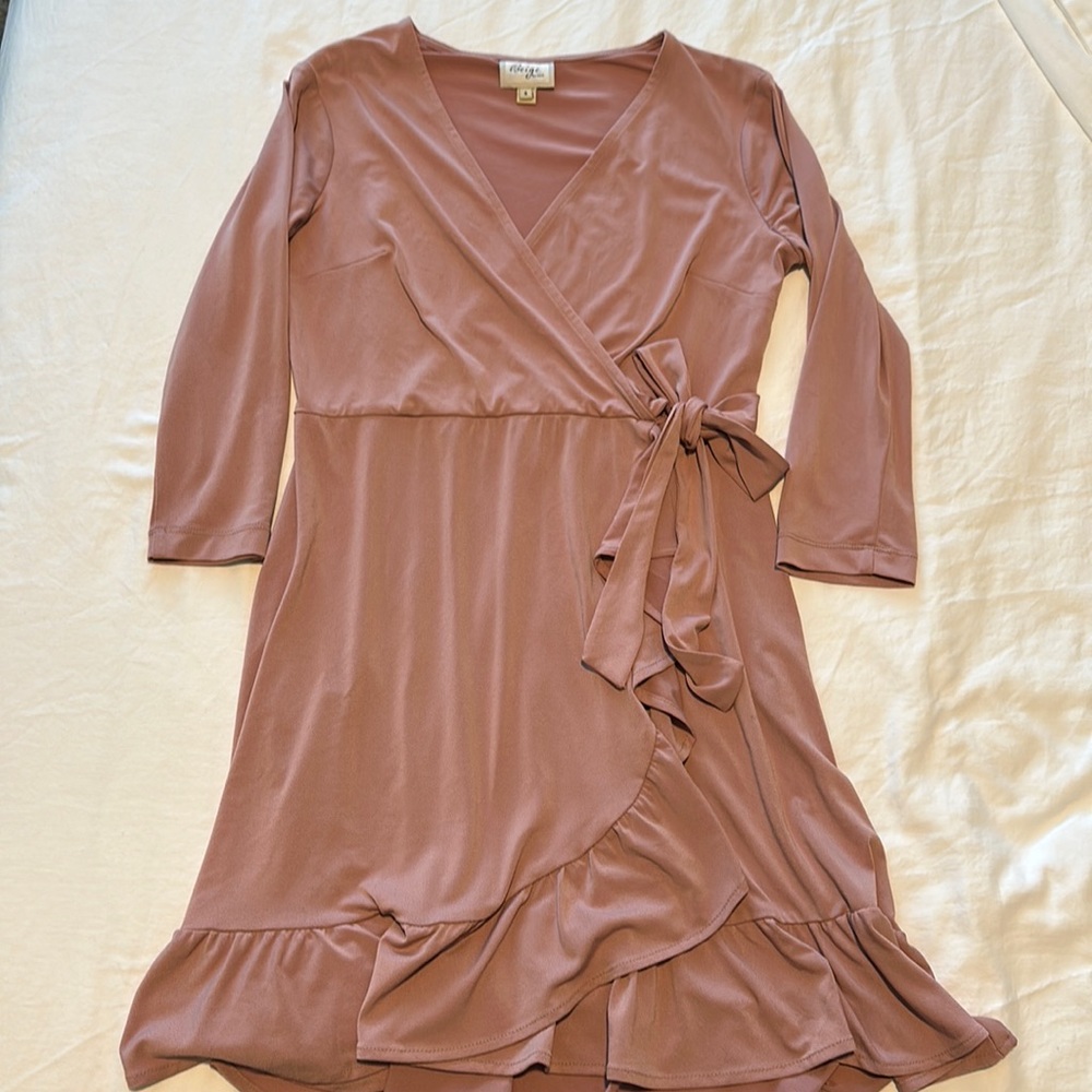 Mini Dusty Pink Wrap Dress